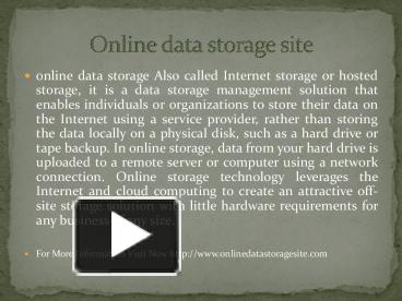 PPT – Online data storage site PowerPoint presentation | free to ...