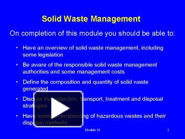 PPT – Solid Waste Management PowerPoint presentation | free to view ...