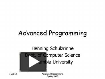 PPT – Advanced Programming PowerPoint presentation | free to download ...