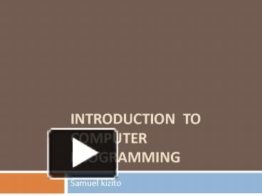 PPT – Introduction to Computer programming PowerPoint presentation ...