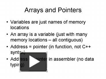 PPT – Arrays and Pointers PowerPoint presentation | free to download ...