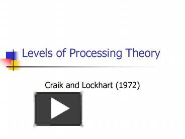PPT – Levels of Processing Theory PowerPoint presentation | free to ...