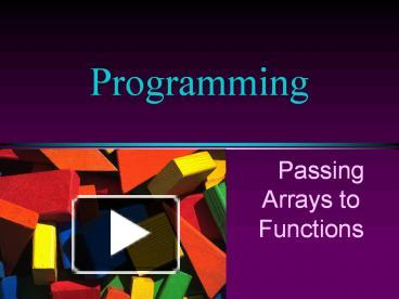 Passing Arrays to Functions presentation | free to download