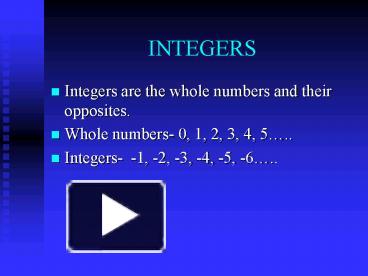 PPT – INTEGERS PowerPoint presentation | free to view - id: 47139-MGY1Z