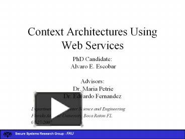 PPT – Context Architectures Using Web Services PowerPoint presentation ...