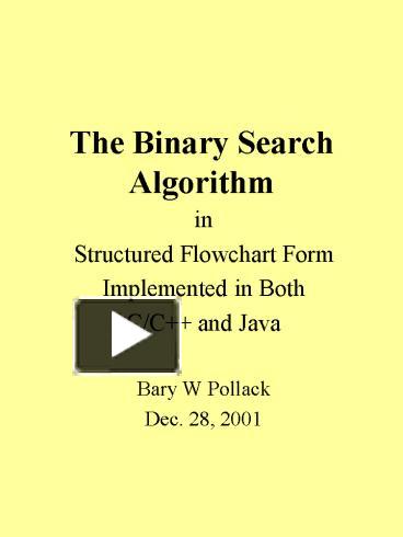 The Binary Search Algorithm presentation | free to view