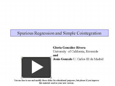 Spurious Regression and Simple Cointegration presentation | free to ...