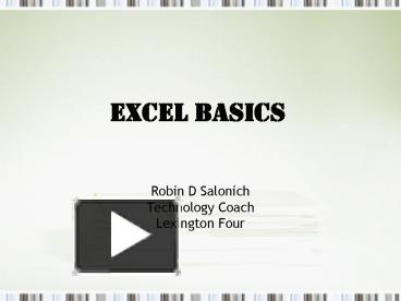 Excel basics presentation | free to view