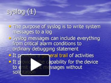 syslog (1) presentation | free to view