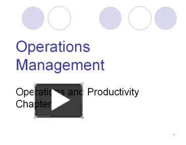 PPT – Operations Management Operations and Productivity Chapter 1 ...