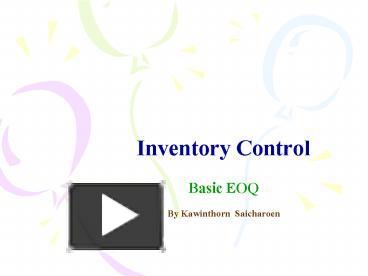 Inventory Control presentation | free to view