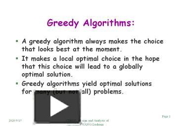PPT – Greedy Algorithms: PowerPoint presentation | free to download ...