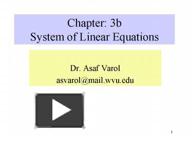 PPT – Chapter: 3b System of Linear Equations PowerPoint presentation ...