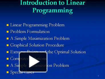 PPT – Introduction to Linear Programming PowerPoint presentation | free ...