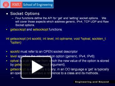 PPT – Socket Options PowerPoint presentation | free to view - id: 5133c ...