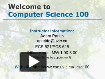PPT – Welcome to Computer Science 100 PowerPoint presentation | free to ...