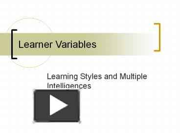 PPT – Learner Variables PowerPoint presentation | free to download - id ...