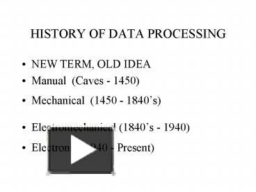 HISTORY OF DATA PROCESSING presentation | free to view