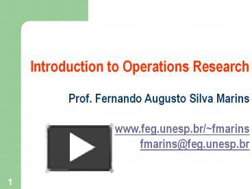 Introduction to Operations Research presentation | free to download
