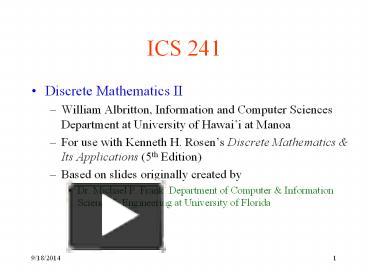 PPT – ICS 241 PowerPoint presentation | free to download - id: 534945-MjQzM