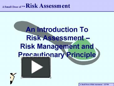 PPT – An Introduction To Risk Assessment Risk Management and ...