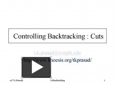 PPT – Controlling Backtracking : Cuts PowerPoint presentation | free to ...