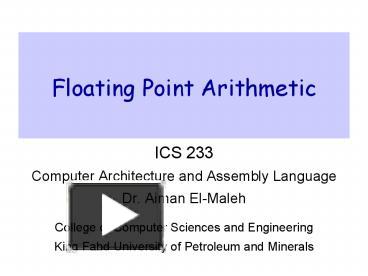 PPT – Floating Point Arithmetic PowerPoint presentation | free to view ...