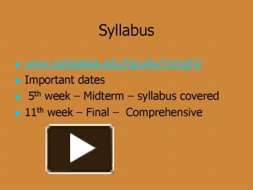 Syllabus presentation | free to view