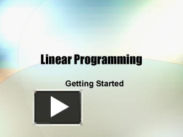 PPT – Linear Programming PowerPoint presentation | free to view - id ...