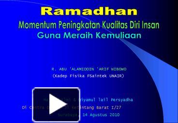 Ppt Ramadhan Powerpoint Presentation Free To View Id 5b331c Mzg1n