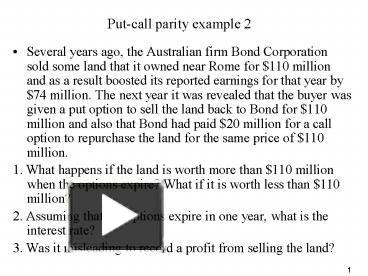 Put-call parity example 2 presentation | free to download