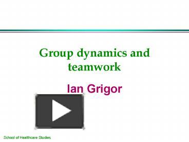 PPT – Group dynamics and teamwork PowerPoint presentation | free to ...