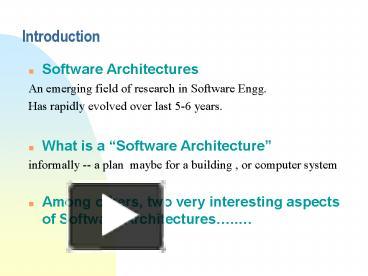 Software Architectures presentation | free to view