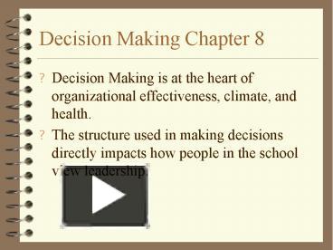 Decision Making Chapter 8 presentation | free to download