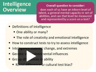 PPT – Intelligence Overview PowerPoint presentation | free to view - id ...