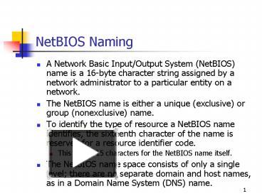 NetBIOS Naming presentation | free to view