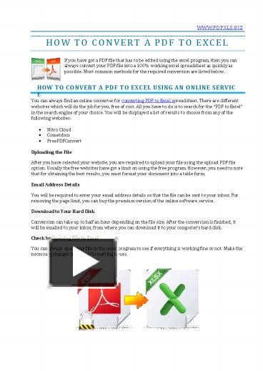 PPT – HOW TO CONVERT A PDF TO EXCEL (1) PowerPoint presentation | free ...