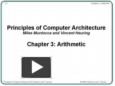 Principles of Computer Architecture Miles Murdocca and Vincent Heuring ...