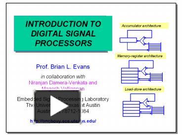 INTRODUCTION TO DIGITAL SIGNAL PROCESSORS presentation | free to download