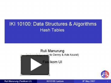 PPT – Hash Tables PowerPoint presentation | free to view - id: 6506f-MTcwY