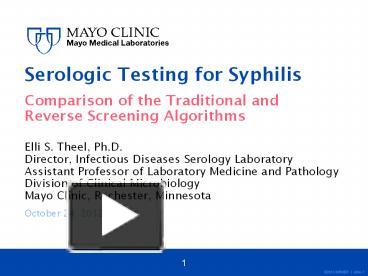 PPT – Serologic Testing for Syphilis PowerPoint presentation | free to ...