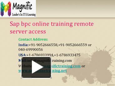 sap bpc online training remote server access presentation | free to ...