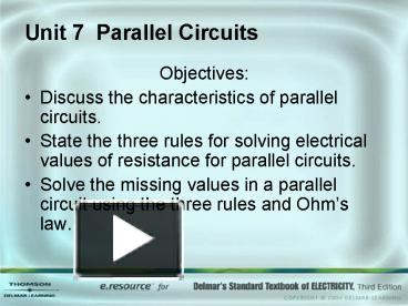 Unit 7 Parallel Circuits presentation | free to download