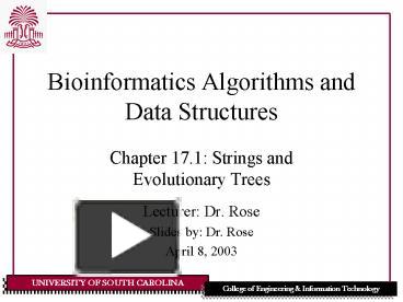PPT – Bioinformatics Algorithms and Data Structures PowerPoint ...