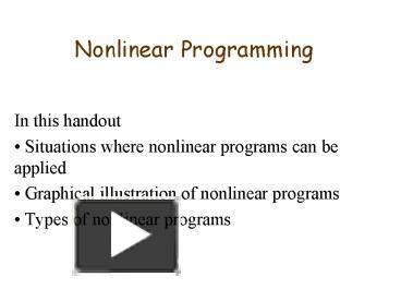 PPT – Nonlinear Programming PowerPoint presentation | free to download ...