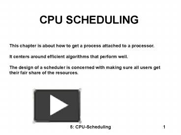 CPU SCHEDULING presentation | free to download
