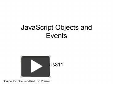 JavaScript Objects and Events presentation | free to view