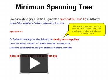 PPT – Minimum Spanning Tree PowerPoint presentation | free to download ...