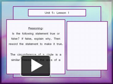 Unit 5: Lesson 1 presentation | free to view