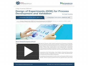 Design of Experiments (DOE) for Process Development and Validation ...